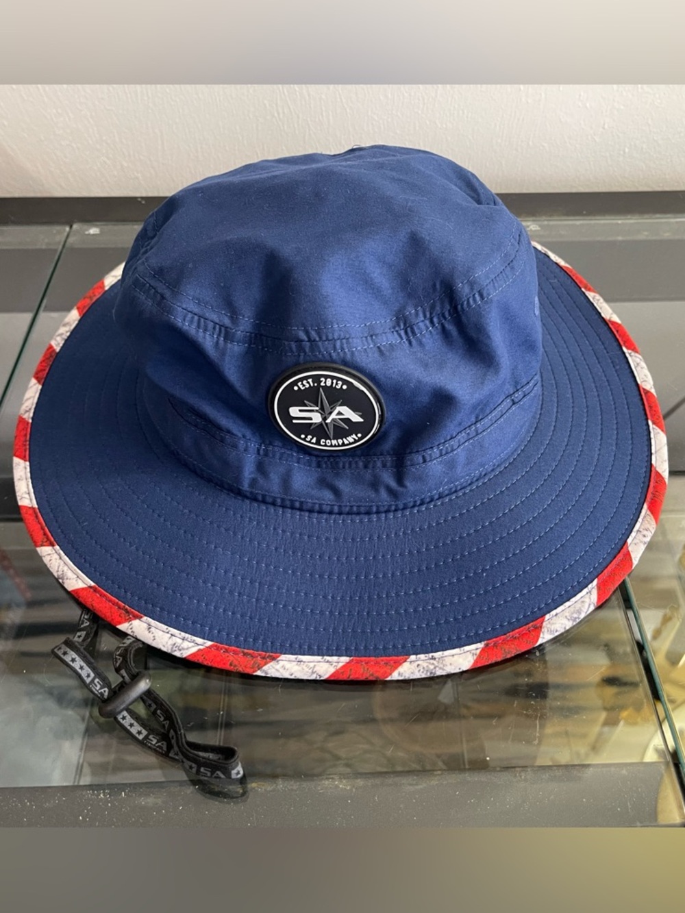 Navy Bucket Hat with Red & White Trim - Picture 4 of 4